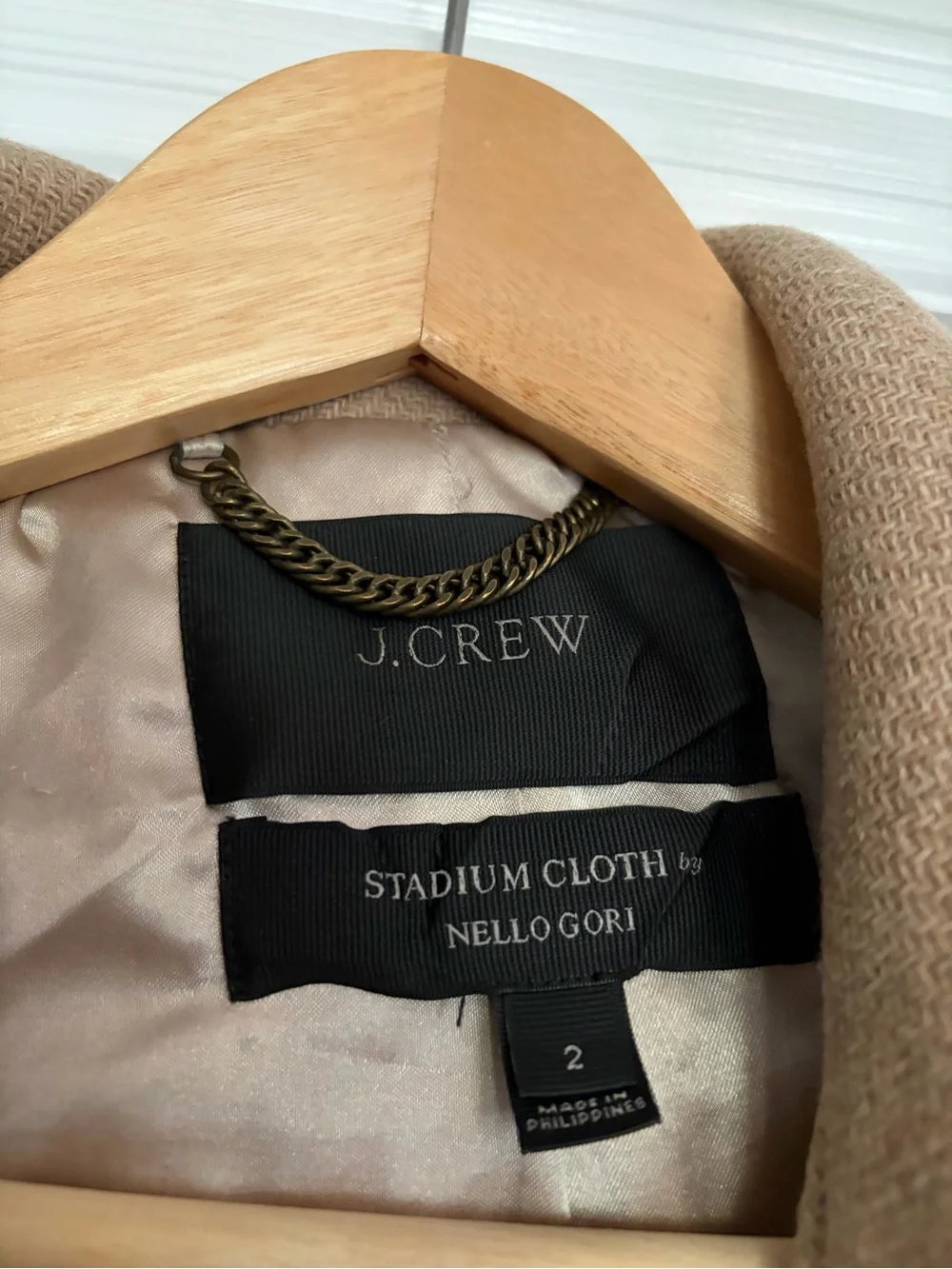 J. Crew Camel Wool-Blend Funnel Neck Coat - Picture 2 of 3